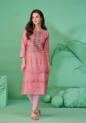 Light Pink Pure Cotton Mirror Work Kurti Pant Set 627 Light Pink Pure Cotton Mirror Work Kurti Pant Set 627
