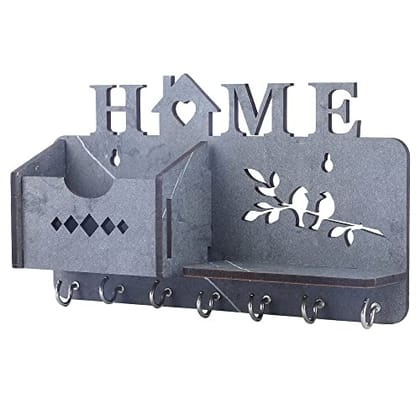 MOHD YASIN - Home Wooden Key Holder with Mobile Stand and Pen Holder Wood Key Holder (8 Hooks, Black) MOHD YASIN - Home Wooden Key Holder with Mobile Stand and Pen Holder Wood Key Holder (8 Hooks, Black)