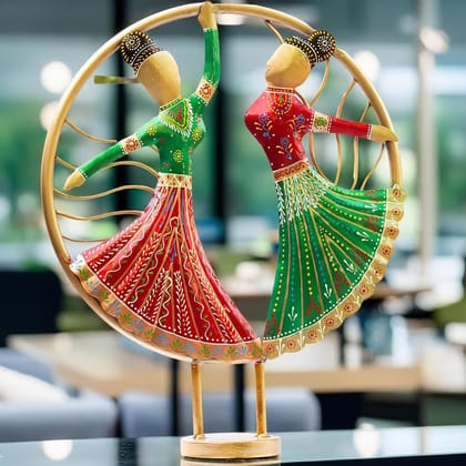 MOHD YASIN - Vibrant Rajasthani Graceful Dancers Tabletop Showpiece - Iron Hand-Painted Home Decor - Ideal for Wedding, Anniversary & Housewarming Gifts (Circle Dancers) MOHD YASIN - Vibrant Rajasthani Graceful Dancers Tabletop Showpiece - Iron Hand-Painted Home Decor - Ideal for Wedding, Anniversary & Housewarming Gifts (Circle Dancers)