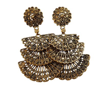Gold Plated Chandbali Earrings with Intricate Laser Cut Design Gold Plated Chandbali Earrings with Intricate Laser Cut Design
