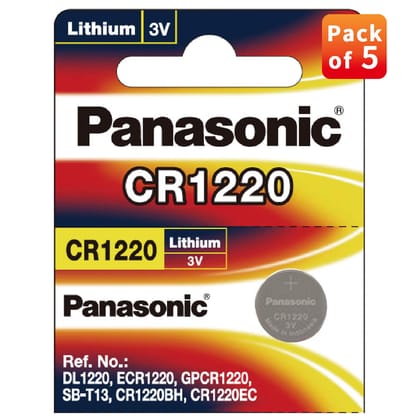 Panasonic CR-1220 Lithium Coin Battery 3v - Pack of 5 Provide Long Lasting Power in a Variety of Devices,from keyless-Entry fobs to Toys Panasonic CR-1220 Lithium Coin Battery 3v - Pack of 5 Provide Long Lasting Power in a Variety of Devices,from keyless-Entry fobs to Toys