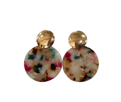 Colorful Round Earrings with Gold-Plated Posts Colorful Round Earrings with Gold-Plated Posts
