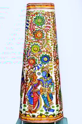 Dancing Radha Krishna Hand Painted Indian Art Leather Lamp Shade Colour