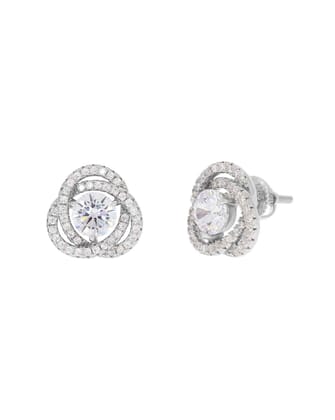 "Stunning Cubic Zirconia Double Halo Stud Earrings in Sterling Silver" "Stunning Cubic Zirconia Double Halo Stud Earrings in Sterling Silver"