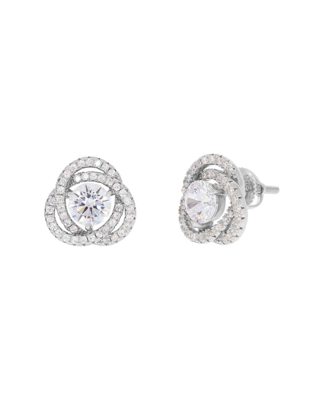 "Stunning Cubic Zirconia Double Halo Stud Earrings in Sterling Silver"