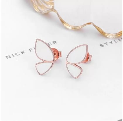 Elegant White Butterfly Earrings in Rose Gold Elegant White Butterfly Earrings in Rose Gold