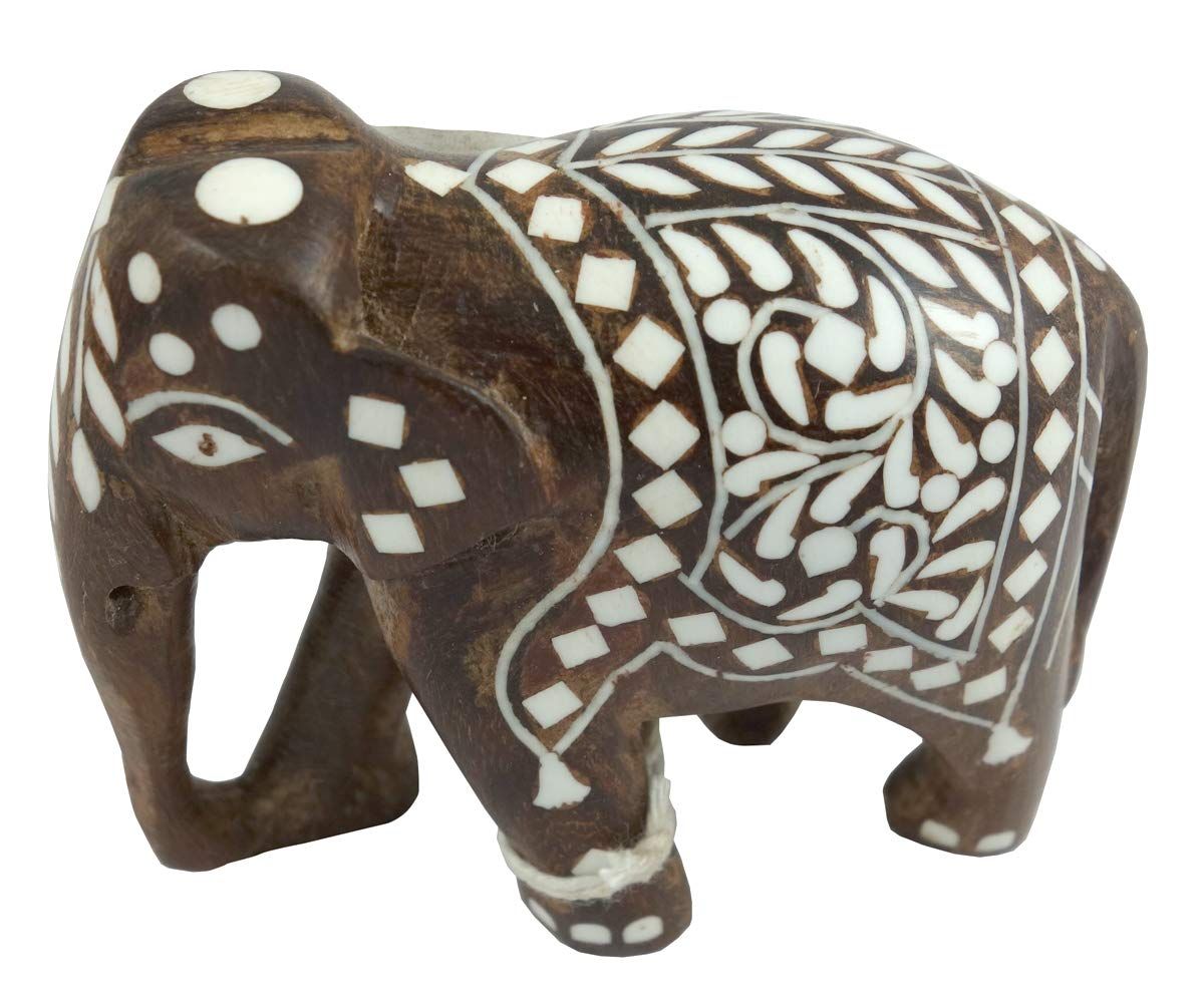 CCIC HANDICRAFT WOODEN ACRYLIC INLAY WORK ELEPHANTS CARPET SHEESHAM WOOD 3 INCH