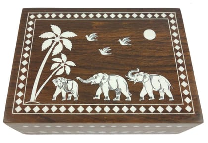 CCIC Handicraft Wooden Acrylic Inlay Work Jewelry Box (6X4 INCH) SHEESHAM Wood