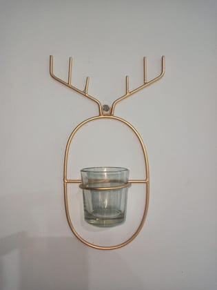 Malik HANDICRAFTS Gold Metal Deer Head Tealight Candle Holder pack of 2 Malik HANDICRAFTS Gold Metal Deer Head Tealight Candle Holder pack of 2