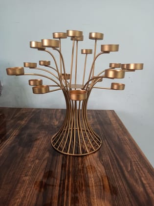 Malik HANDICRAFTS Elegant Golden Metal Tree Shaped 15 Light Candle Holder Malik HANDICRAFTS Elegant Golden Metal Tree Shaped 15 Light Candle Holder