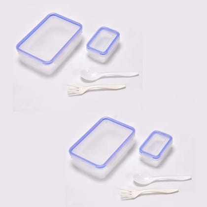 UNMEE Plastic Lunch Box 4 Side Lock Small Square Container Set of 2 Ideal for Office|School | College|Picnic|Boys| Girls| Men| Leak Proof|Multipurpose| Gifting|Special Occasion
