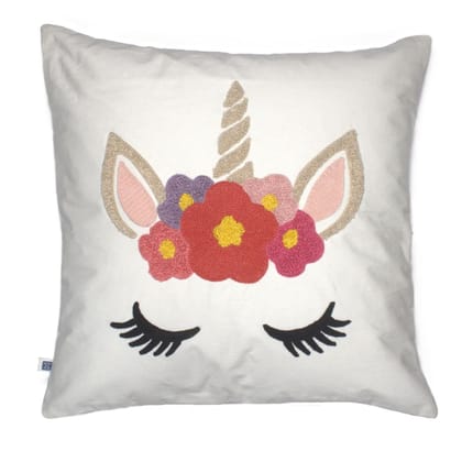 Cute Unicorn Embroidered Cushion Cover - 16" x 16" Cute Unicorn Embroidered Cushion Cover - 16" x 16"