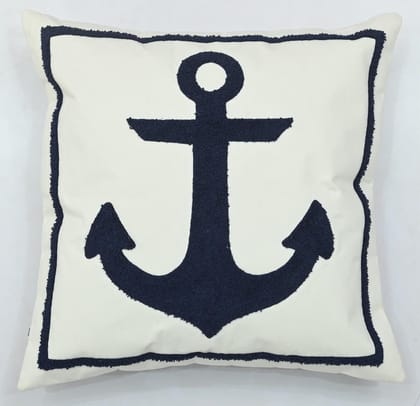 Nautical Anchor Tufted Cushion Cover - 16" x 16" Nautical Anchor Tufted Cushion Cover - 16" x 16"