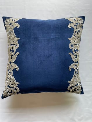 Zardozi Embellished Hand Embroidered Luxury Velvet Cushion Cover Size 16"x16" Zardozi Embellished Hand Embroidered Luxury Velvet Cushion Cover Size 16"x16"