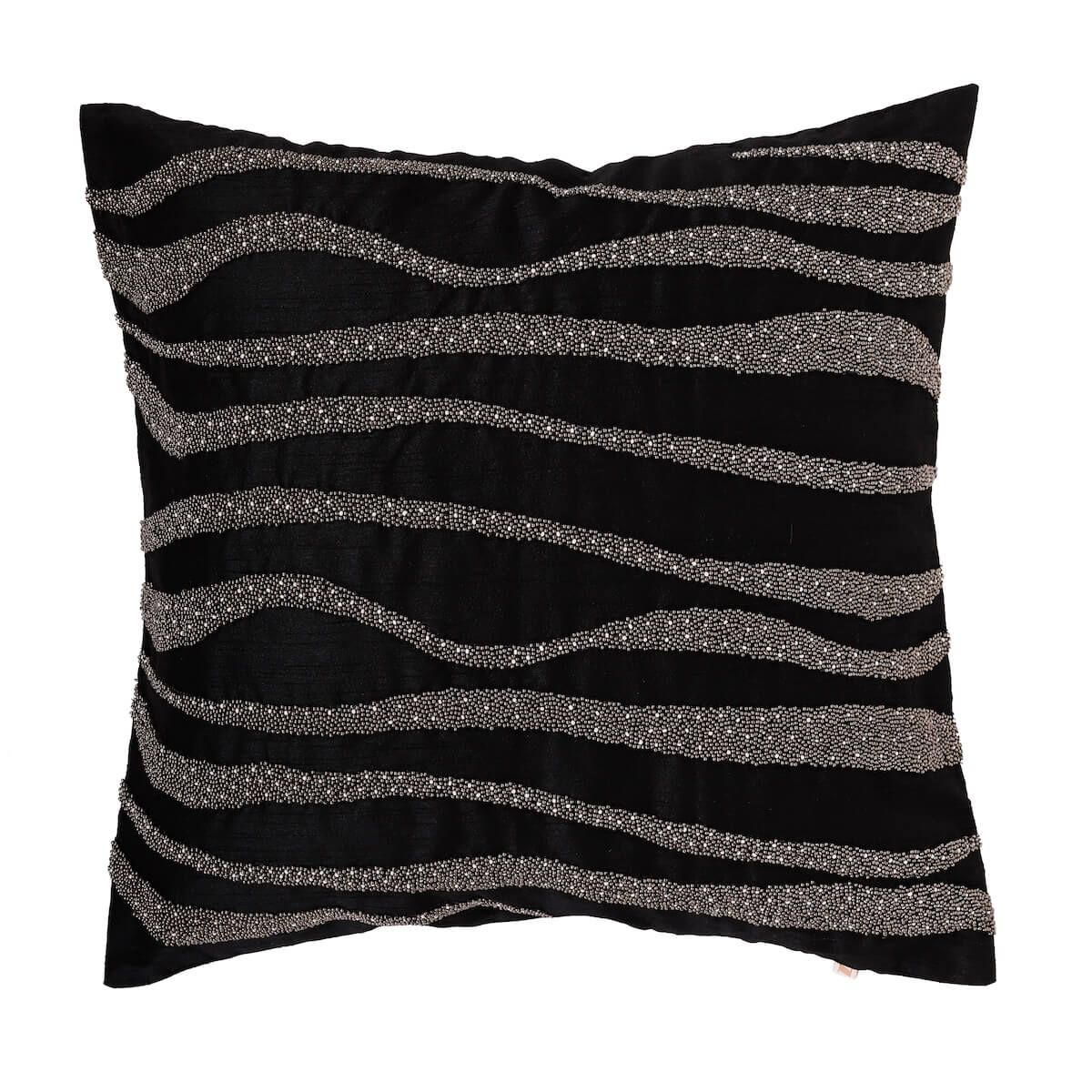 Decorative Hand Embroidered Beaded Dupion Silk Cushion Cover Size 16"x16"