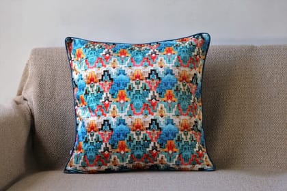 Zigzag Pattern Printed Soft Velvet Multicolour Cushion Cover Size 16"x16" Zigzag Pattern Printed Soft Velvet Multicolour Cushion Cover Size 16"x16"