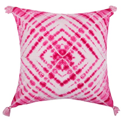Handcrafted Tie Dye Pattern Pink Colour Cotton Cushion Cover Size- 16"x16" Handcrafted Tie Dye Pattern Pink Colour Cotton Cushion Cover Size- 16"x16"
