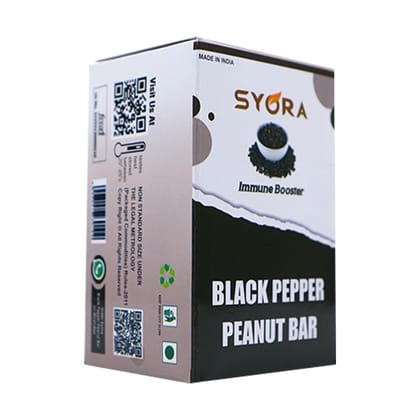 Syora Black Pepper Peanut Bar - Box (12 Pieces) | Energy Bar | Protein Bar | Nutrition Bar | Pepper Flavour