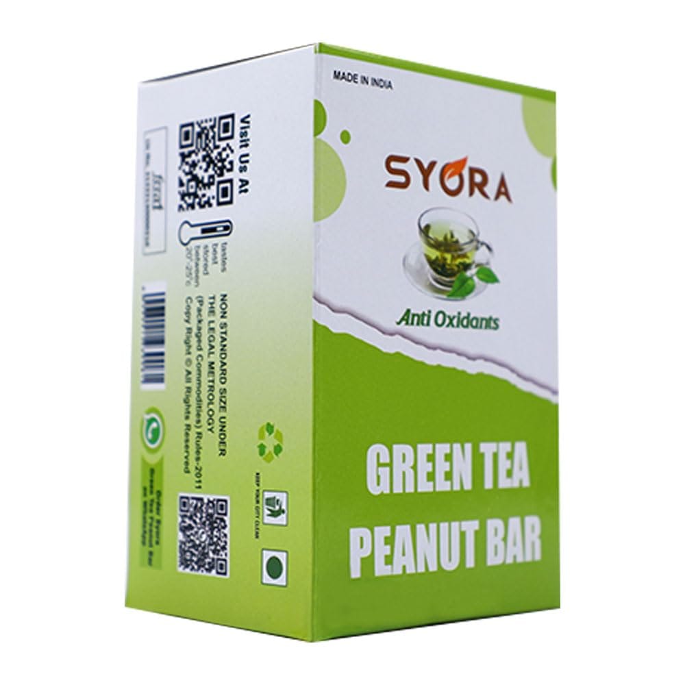 Syora Green Tea Peanut Bar Box (12 Pieces) | Nutrition Bar | Protein Bar | Energy Bar | Green Tea Flavour