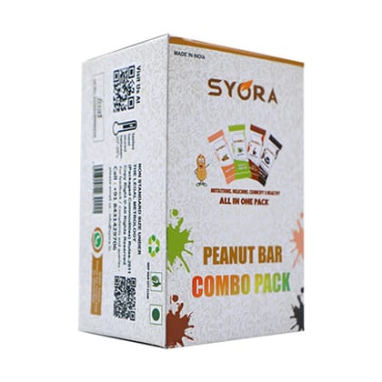 Syora Peanut Bar Combo Pack - Box (12 Pieces) | Energy Bar | Protein Bar | Nutrition Bar | Packed with Pepper, Green Tea, and Coffee Flavour