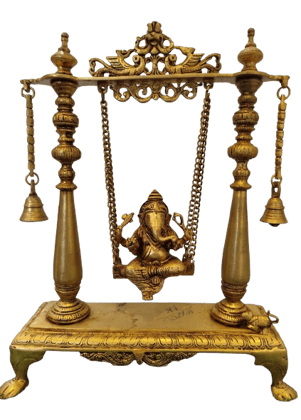 Brass Statue of Lord Ganesha on a Swing Brass Statue of Lord Ganesha on a Swing