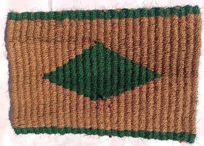  Handmade Natural Coir Fiber Door Mat with Green Diamond Design