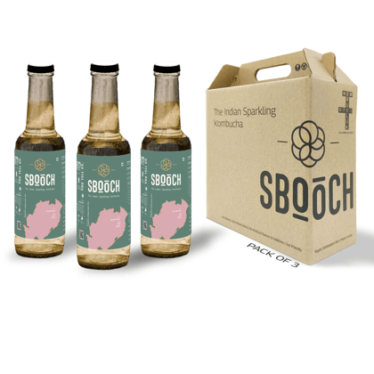 SBOOCH - Indian Sparkling Kombucha Tea | Rice & Pandan Flavor, All Natural | Gut Friendly | Antioxidant | Zero Preservatives | NO Artificial Flavors or Additives | Fermented Beverage Tea | 275ml (Pack of 3) SBOOCH - Indian Sparkling Kombucha Tea | Rice & Pandan Flavor, All Natural | Gut Friendly | Antioxidant | Zero Preservatives | NO Artificial Flavors or Additives | Fermented Beverage Tea | 275ml (Pack of 3)