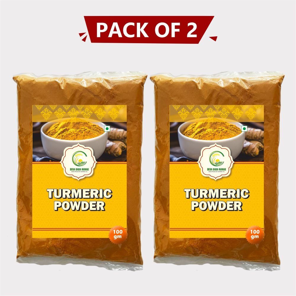 Turmeric Powder 200gm (2 × 100gm) – Dera Bera Nanak Natural Haldi Powder for Flavorful Meals & Health. 