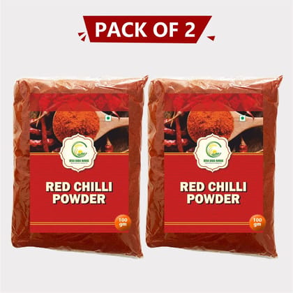 Red Chilli Powder 200gm (2 × 100gm) – Dera Bera Nanak Spicy & Flavorful Kashmiri Red Chilli Powder. 