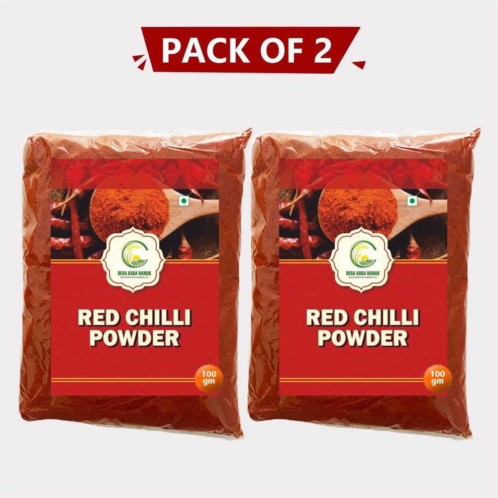Red Chilli Powder 200gm (2 × 100gm) – Dera Bera Nanak Spicy & Flavorful Kashmiri Red Chilli Powder. 