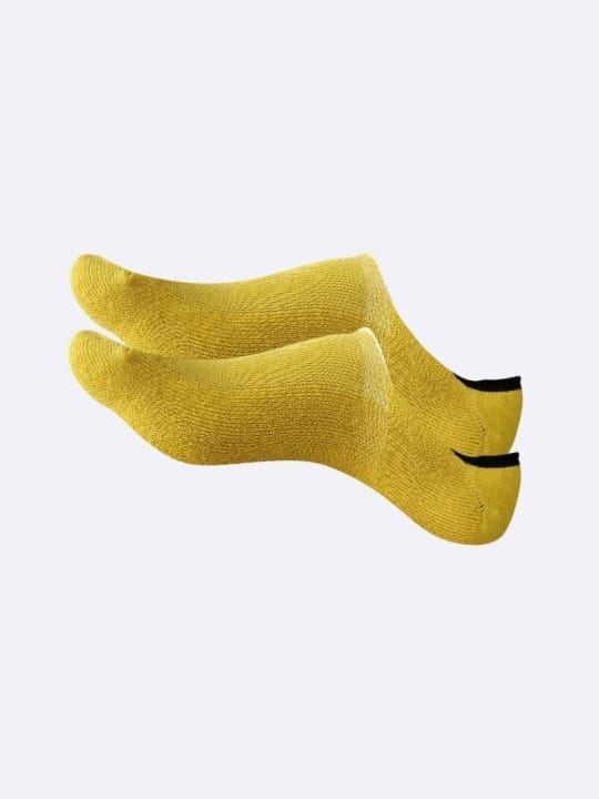 Air Garb's Cushioned No Show/ Invisible/ Secret Cotton Socks - Unisex - Mango Yellow
