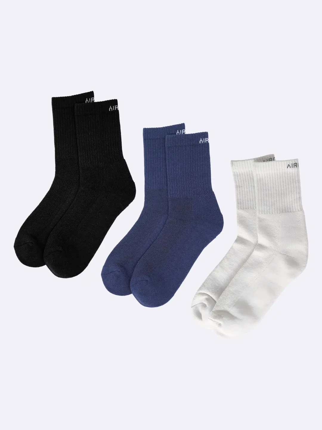 Comfort Socks for Work - Men and Women Pack of 3 Pairs - C3WBBL (White, Blue, Black)