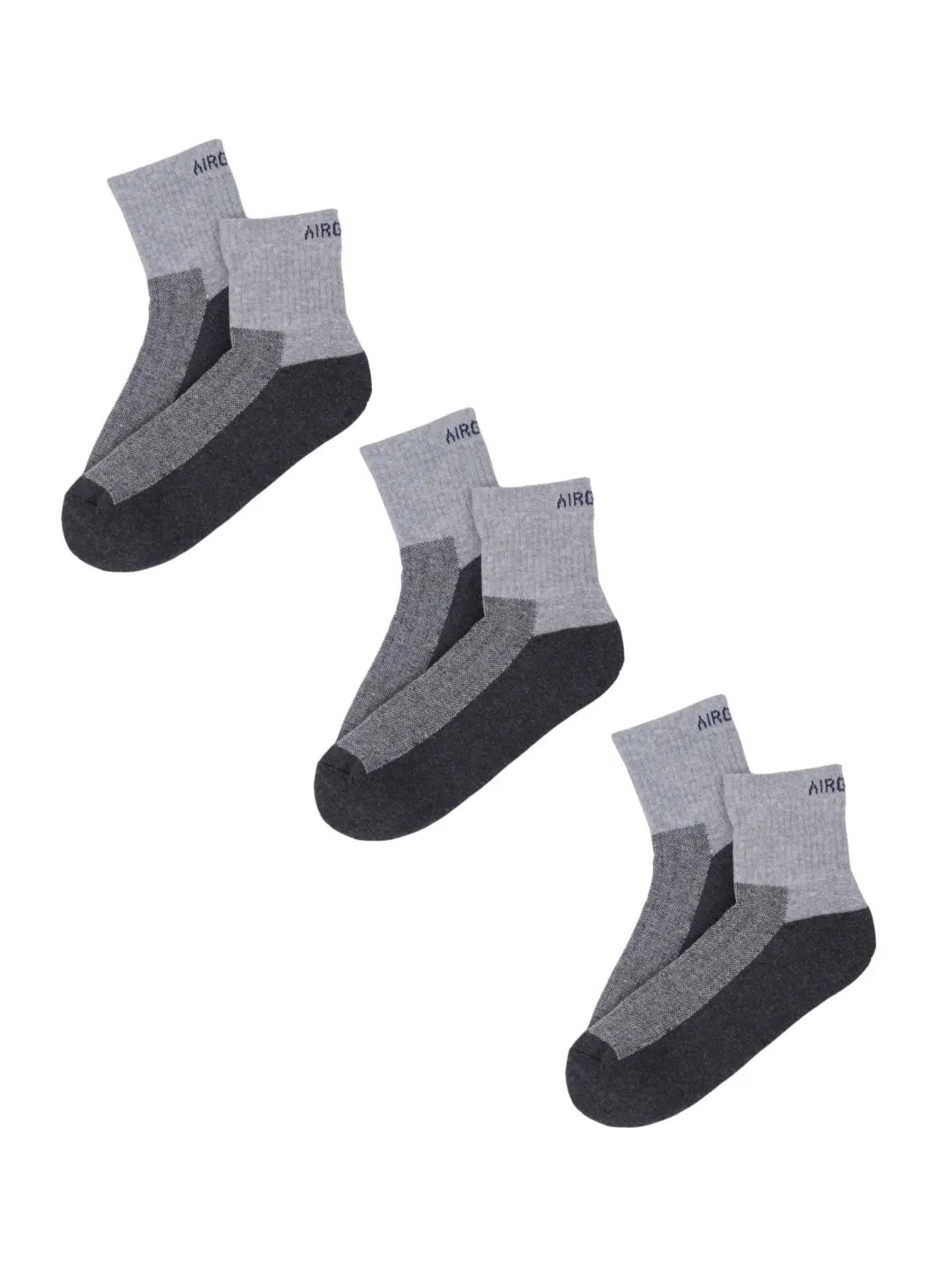 Cotton Ankle Socks for Men and Women Pack of 3 Pairs Grey- HA3G