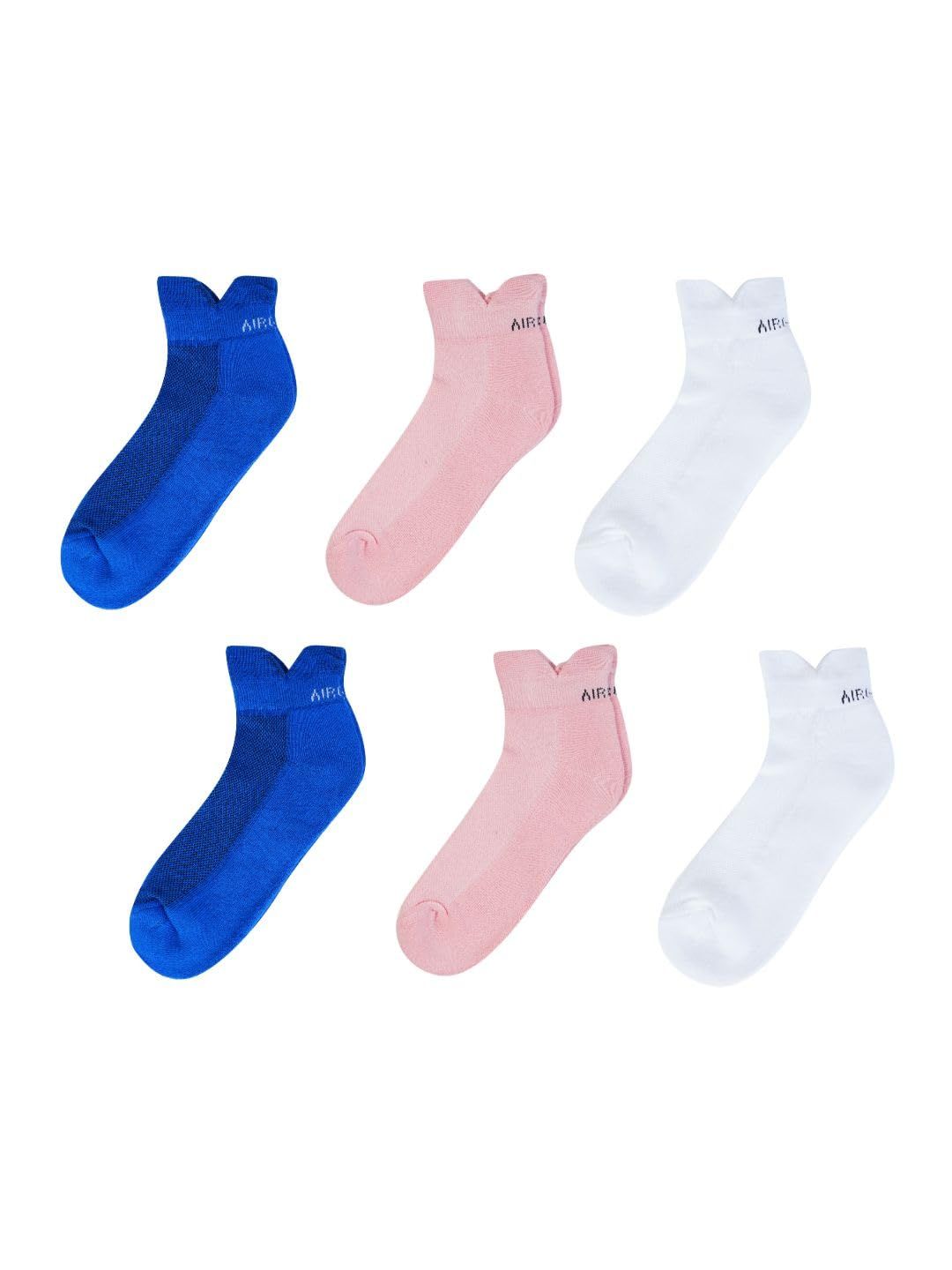 AirGarb Low Ankle Cotton Sneakers Socks for Men and Women: Comfortable Cushioning & Breathable Design Pack of 6 - TCA6D2P2W2 (Free Size) Multi Color
