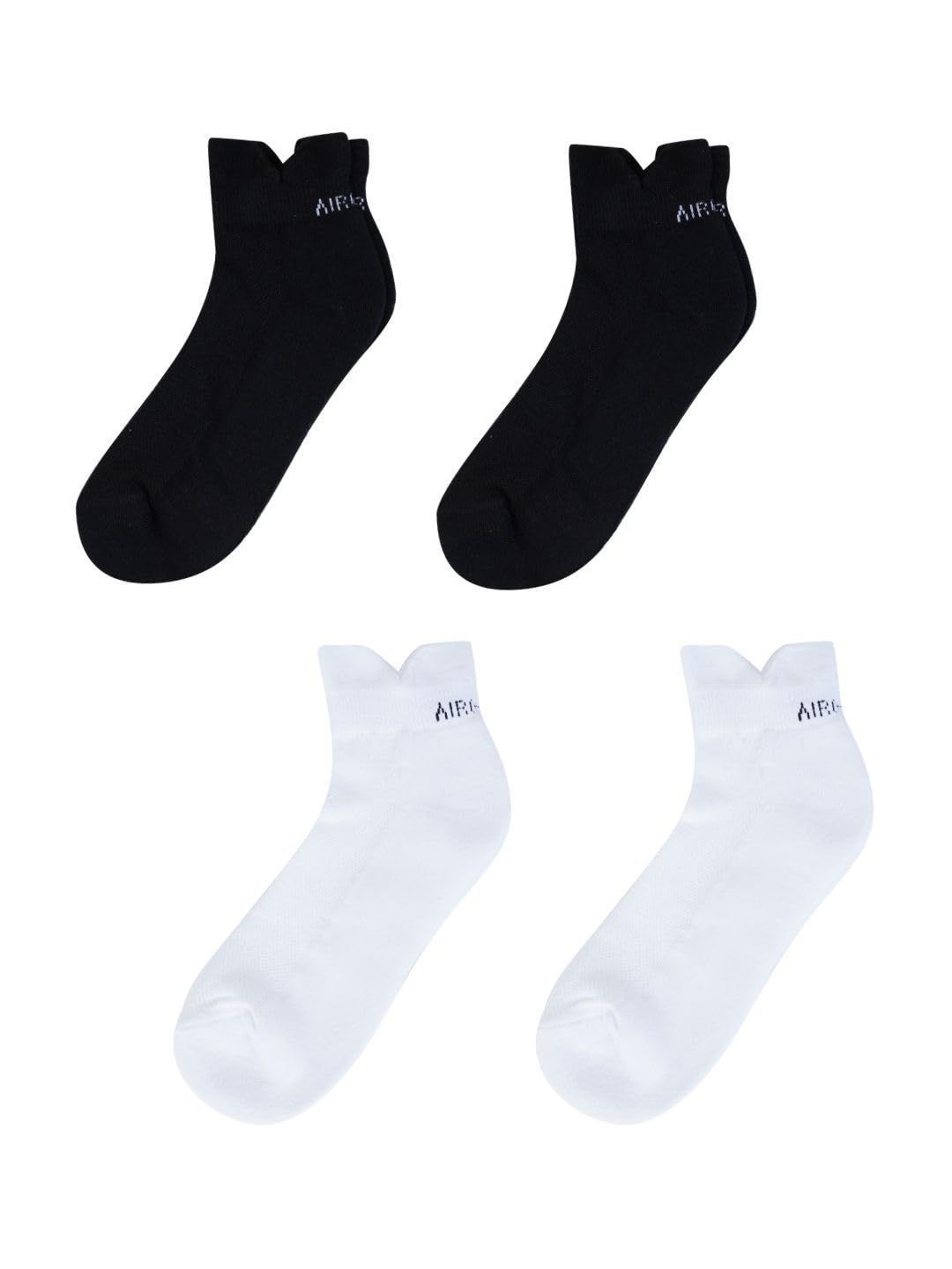 AirGarb Low Ankle Cotton Sneakers Socks for Men and Women: Comfortable Cushioning & Breathable Design Pack of 4 - TCA4W2BL2 (Free Size) Multi Color