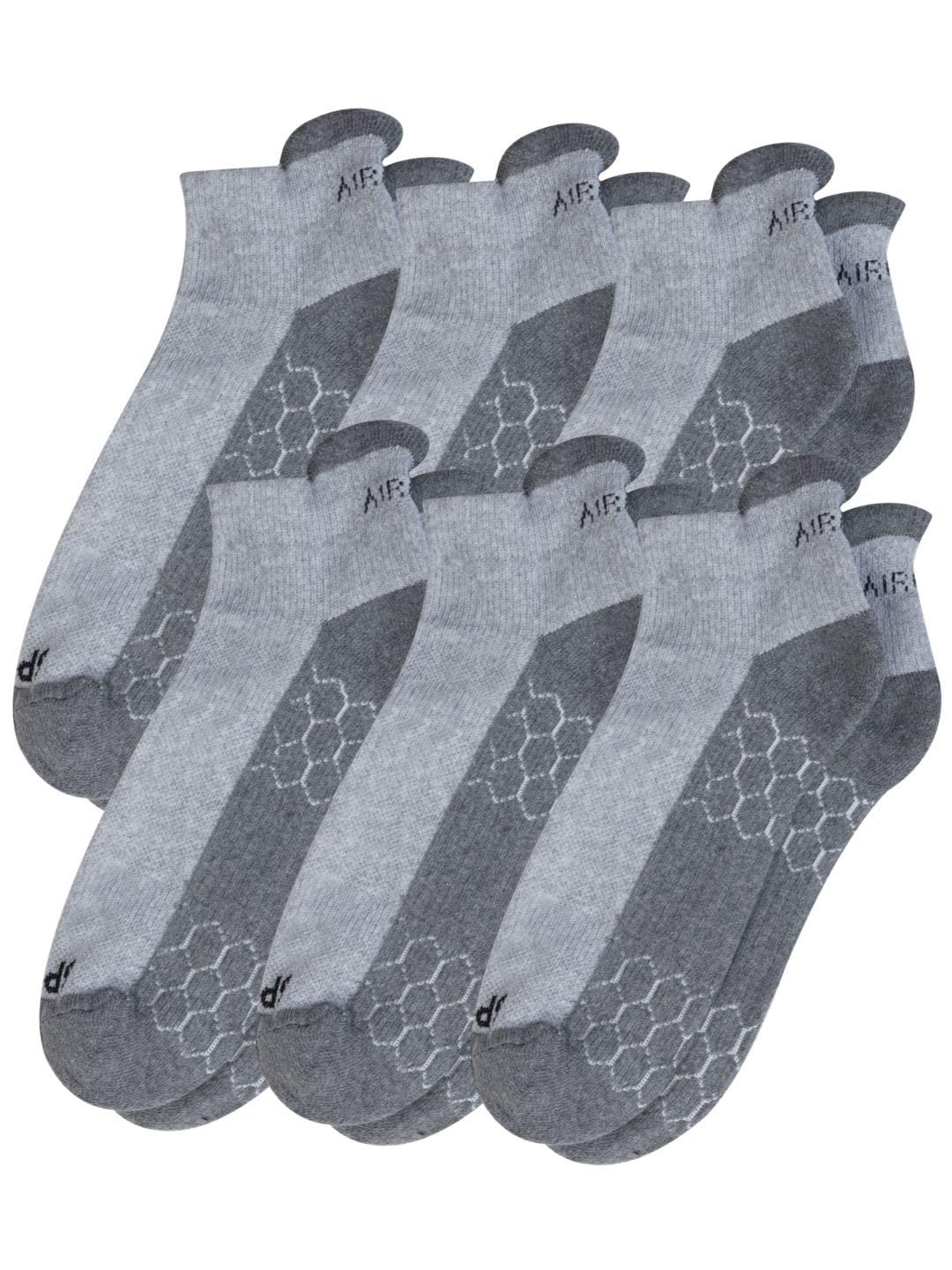 AirGarb Compression Sports Performance Socks for Men and Women Ankle Length Cotton Socks Pack of 6 - SPO6G (Free Size) Grey