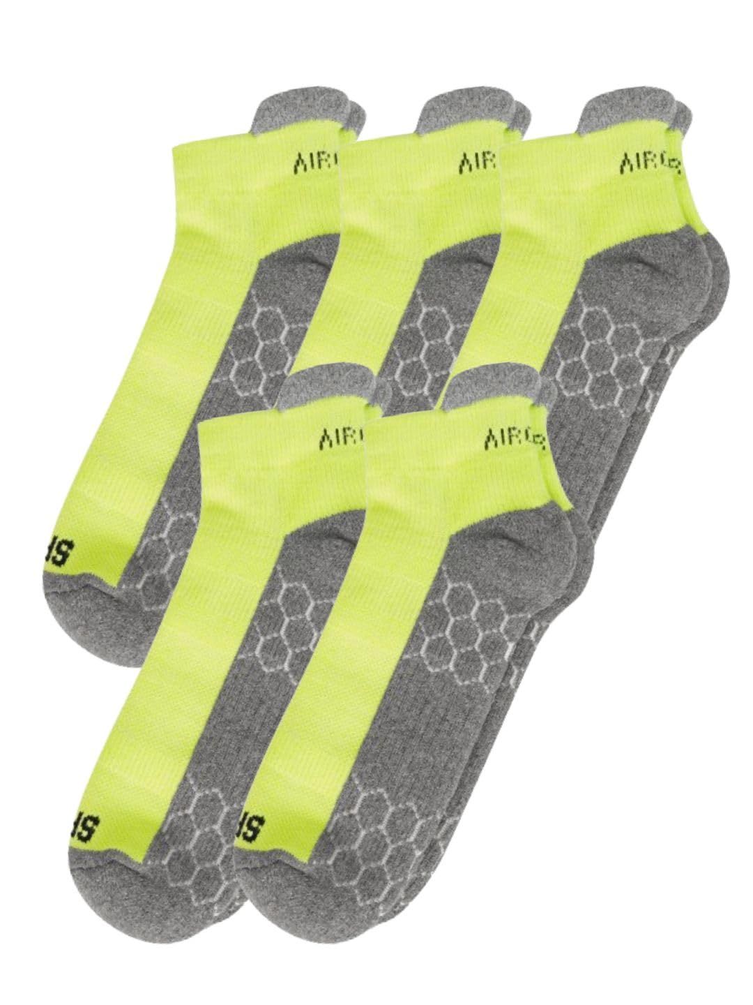 AirGarb Compression Sports Performance Socks for Men and Women Ankle Length Cotton Socks Pack of 5 - SPO5GR (Free Size) Neon Green