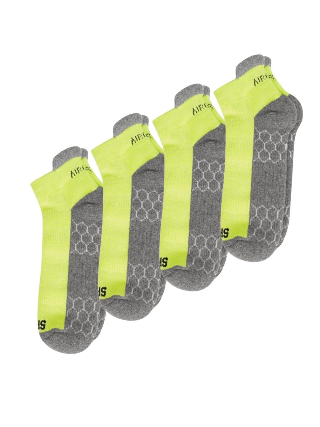 AirGarb Compression Sports Performance Socks for Men and Women Ankle Length Cotton Socks Pack of 4 - SPO4G (Free Size) Grey