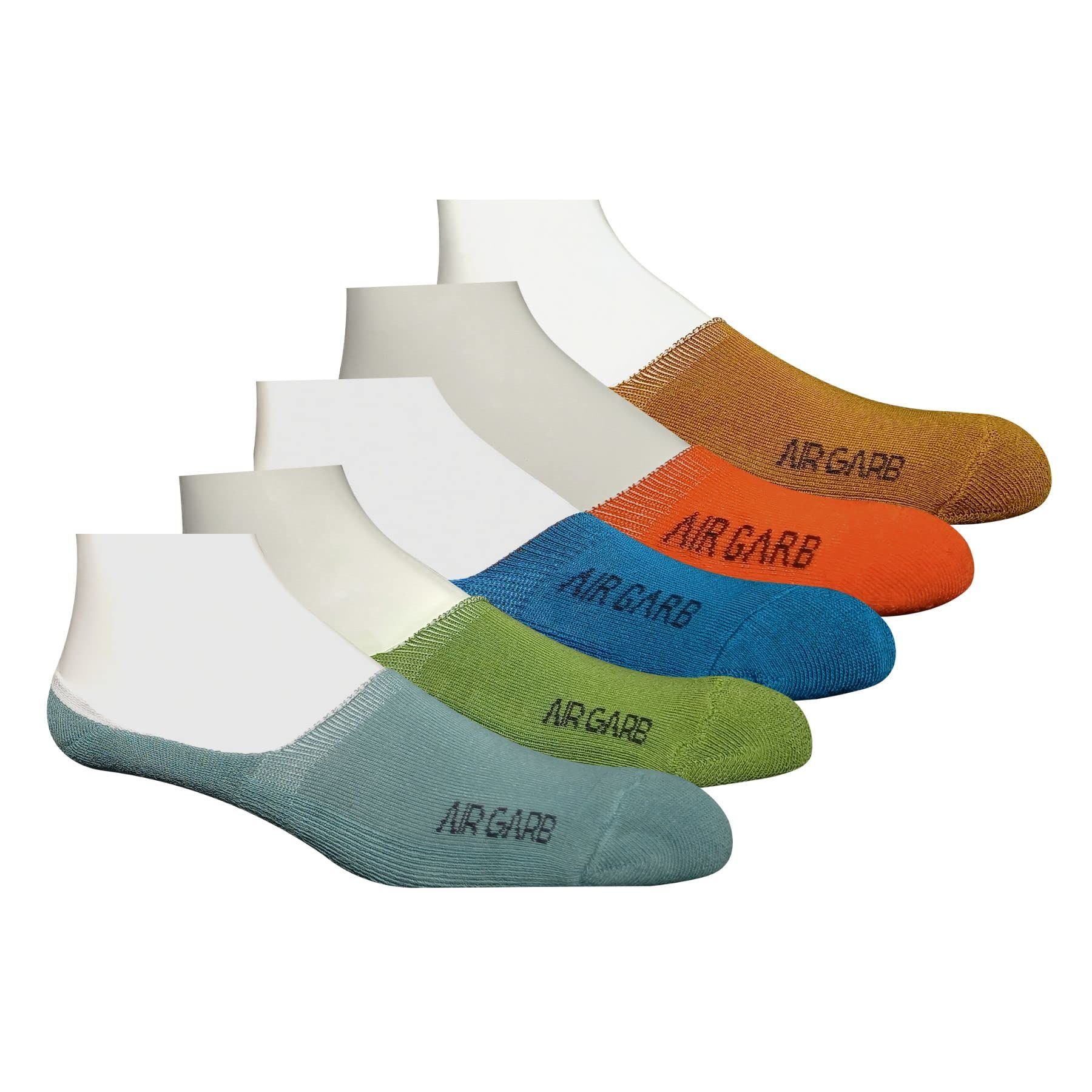 AIR GARB No Show Loafer Socks - Ultra-Soft Cotton Foot Cover Socks for Men & Women - Breathable Loafer/Invisible Design for All-Day Wear (ML5BOTGGR_10 UK)