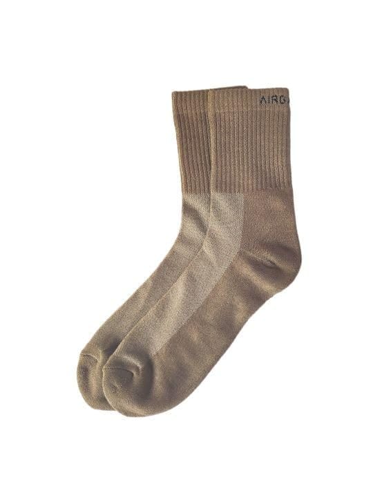 AIR GARB Crew Socks for Men and Women Made with Premium Cotton - Free Size (Khaki)