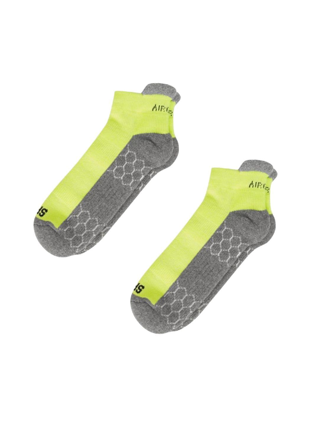 AirGarb Compression Sports Performance Socks for Men and Women Ankle Length Cotton Socks Pack of 2 - ASPO2GR (Free Size) Neon Green