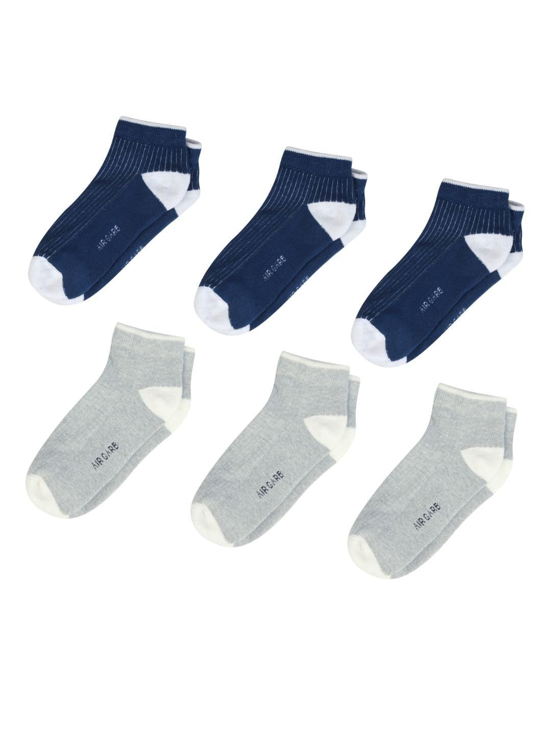 AirGarb Stylish Ribbed Low Ankle Cotton Socks for Men and Women: Comfortable Cushioning & Breathable Design Pack of 6 - ARB6D3G3 (Free Size) Multi Color