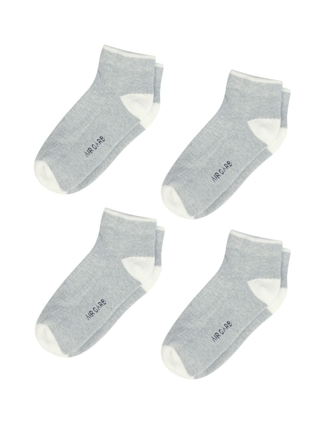AirGarb Stylish Ribbed Low Ankle Cotton Socks for Men and Women: Comfortable Cushioning & Breathable Design Pack of 4 - ARB4G (Free Size) Grey