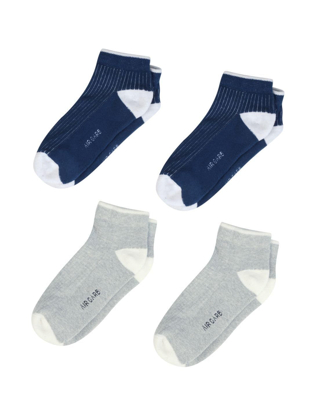 AirGarb Stylish Ribbed Low Ankle Cotton Socks for Men and Women: Comfortable Cushioning & Breathable Design Pack of 4 - ARB4D2G2 (Free Size) Multi Color