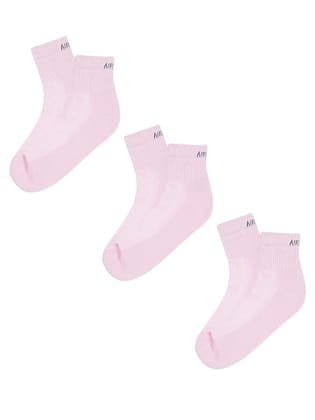 AirGarb Premium Cotton Cushioned High Ankle Socks Pack of 3 - HA-3LP (Free Size) Pink