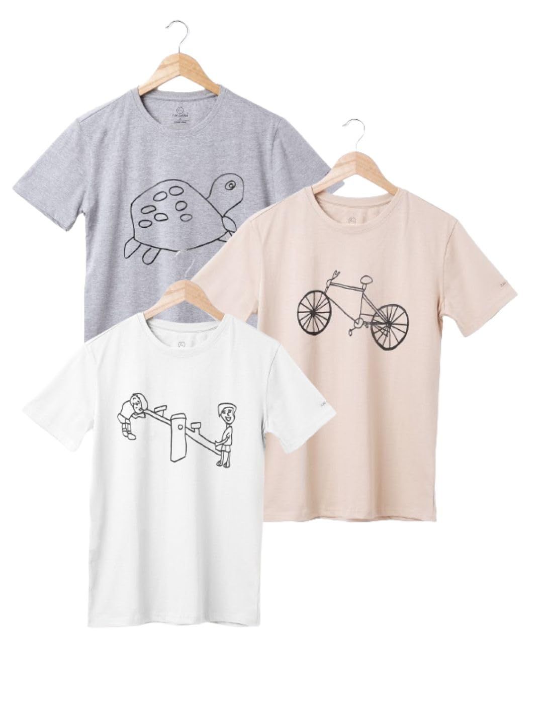 AIR GARB Boys Round Neck Printed Cotton T-shirt for 6-7 Years - Pack of 3 (K67-TG-CB-SW) Multicolour