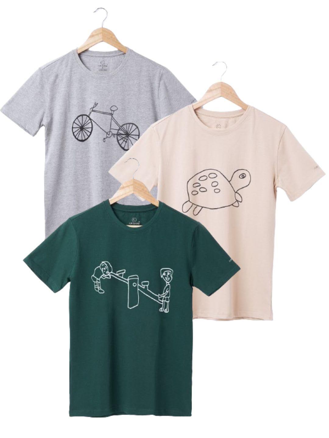 AIR GARB Boys Round Neck Printed Cotton T-shirt for 2-3 Years - Pack of 3 (K23-CG-TB-SGR) Multicolour