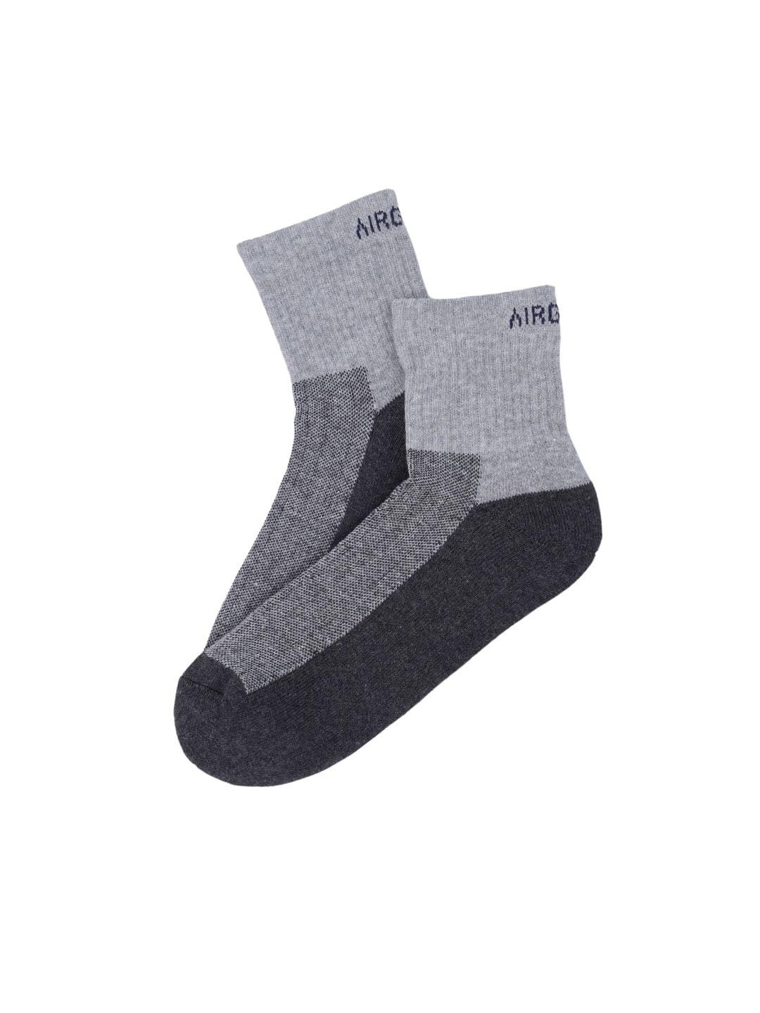 AirGarb Premium Cotton Cushioned High Ankle Socks for Men and Women - Free Size (Grey with Andhra Melange)