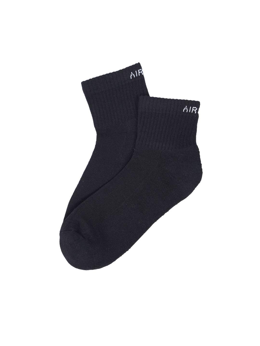 AirGarb Premium Cotton Cushioned High Ankle Socks for Men and Women - S Size (Black)