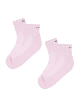 AirGarb Premium Cotton Cushioned High Ankle Socks Pack of 2 - AIRHA2P (Free Size) Pink